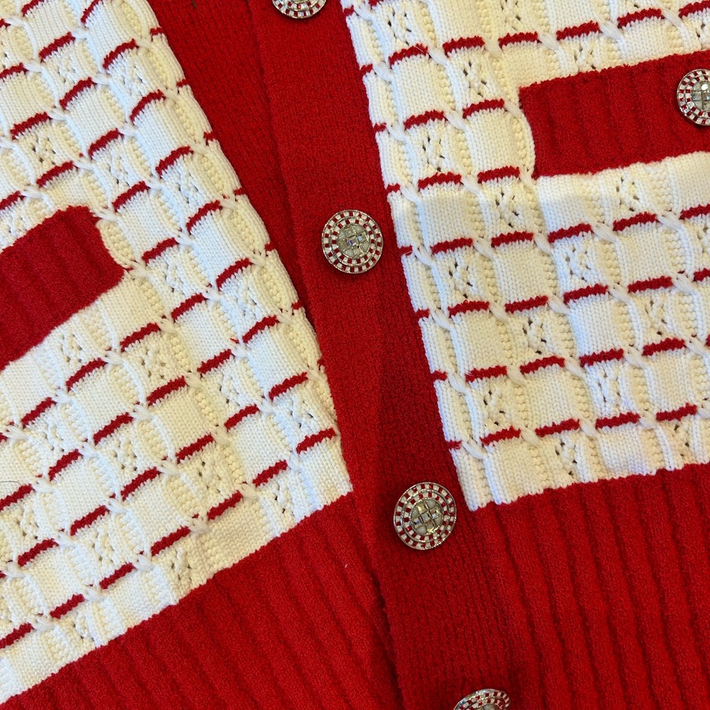 Red & White Chanel Cardigan size 36 small fits more like a medium. - Picture 5 of 9